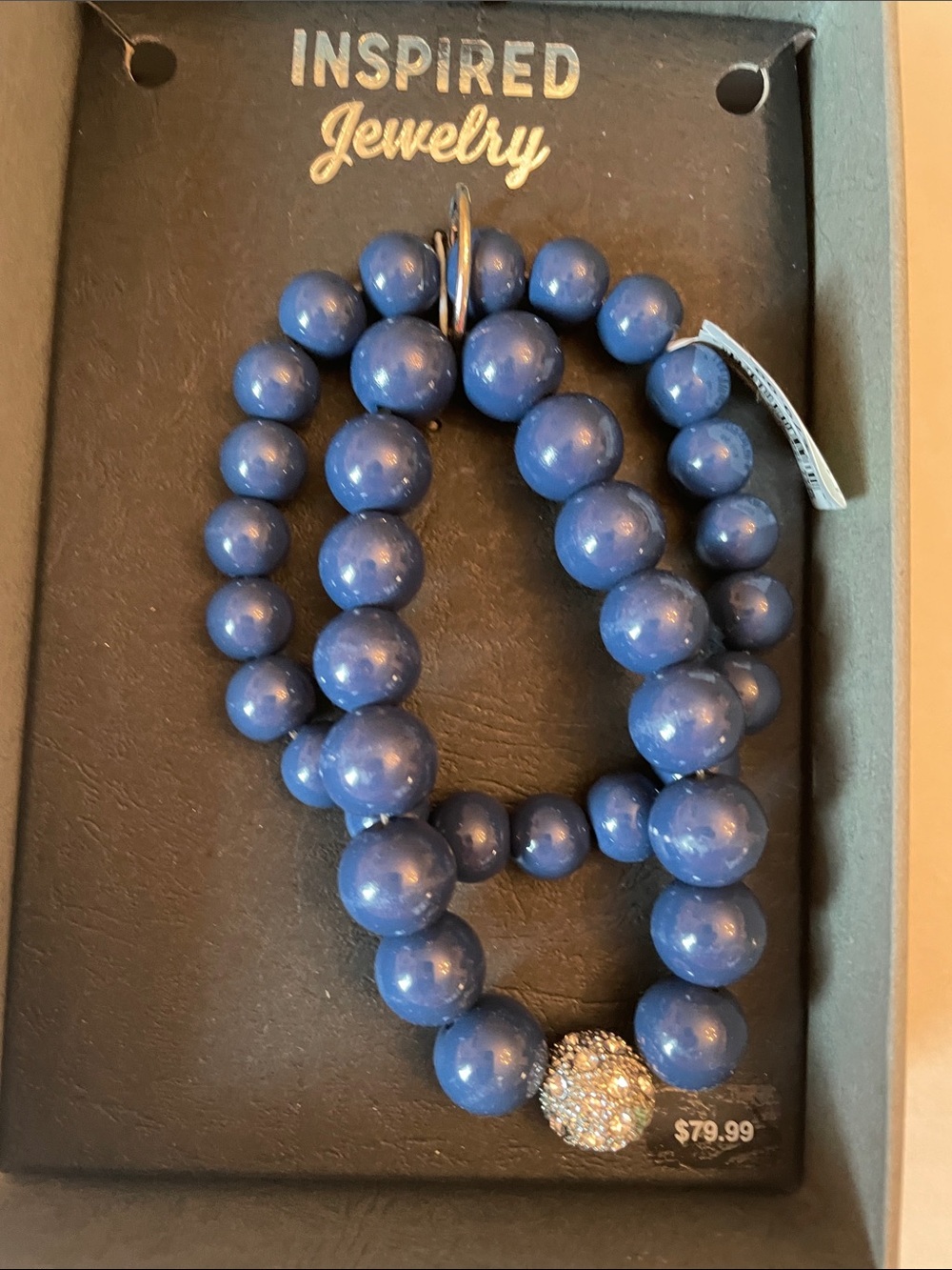 Inspired Jewelry Blue Beaded Necklace with Pave Accent 2 Bracelets